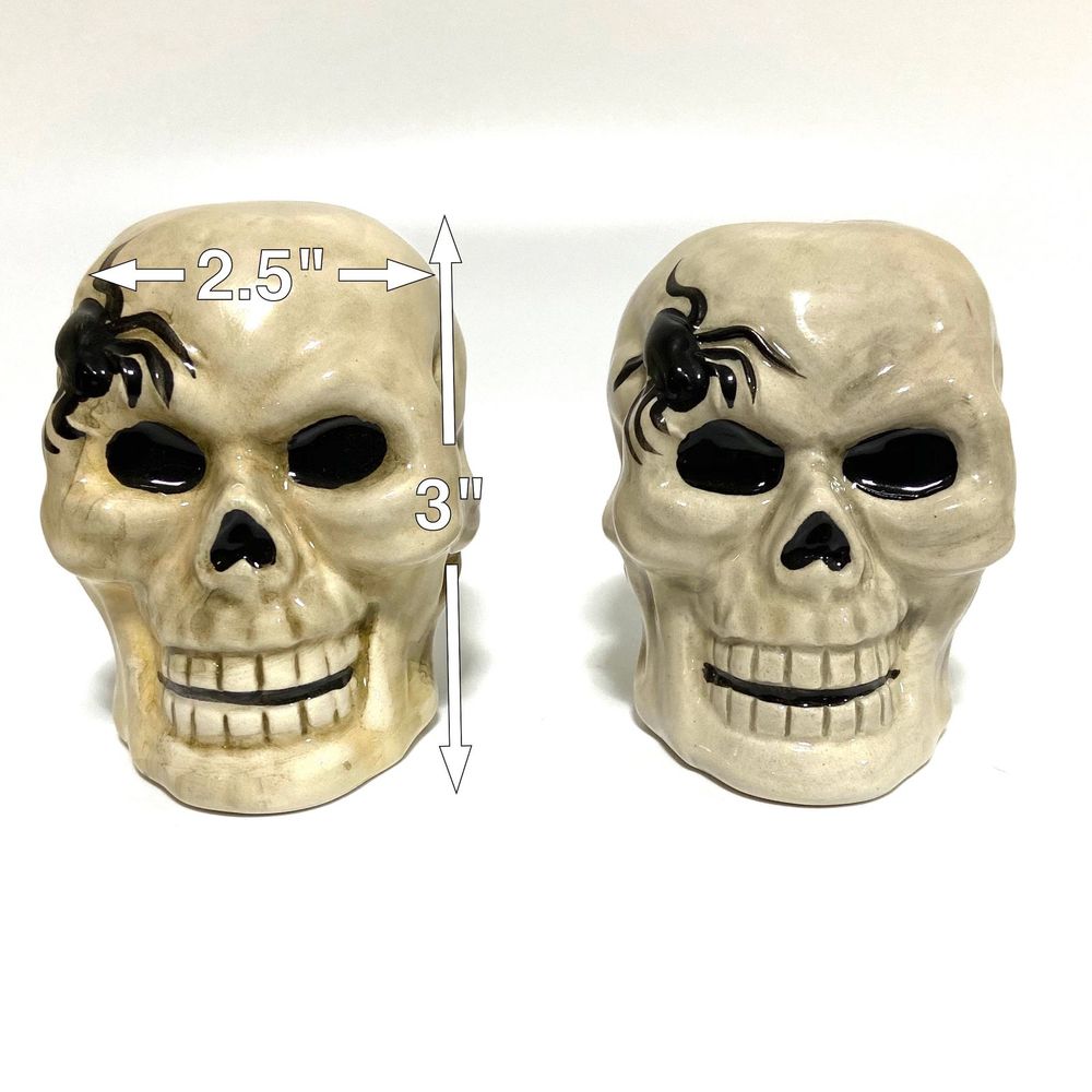 Skull Salt Pepper Shakers Blue Sky Halloween NEW - Picture 10 of 13